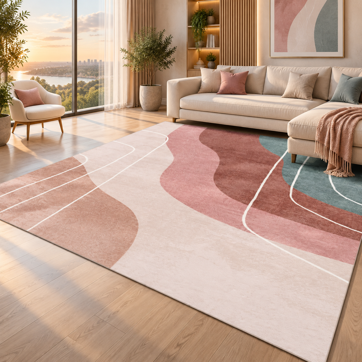 Soft Flannel Area Rug | Non-Slip Printed Floor Mat for Living Room, Bedroom & More