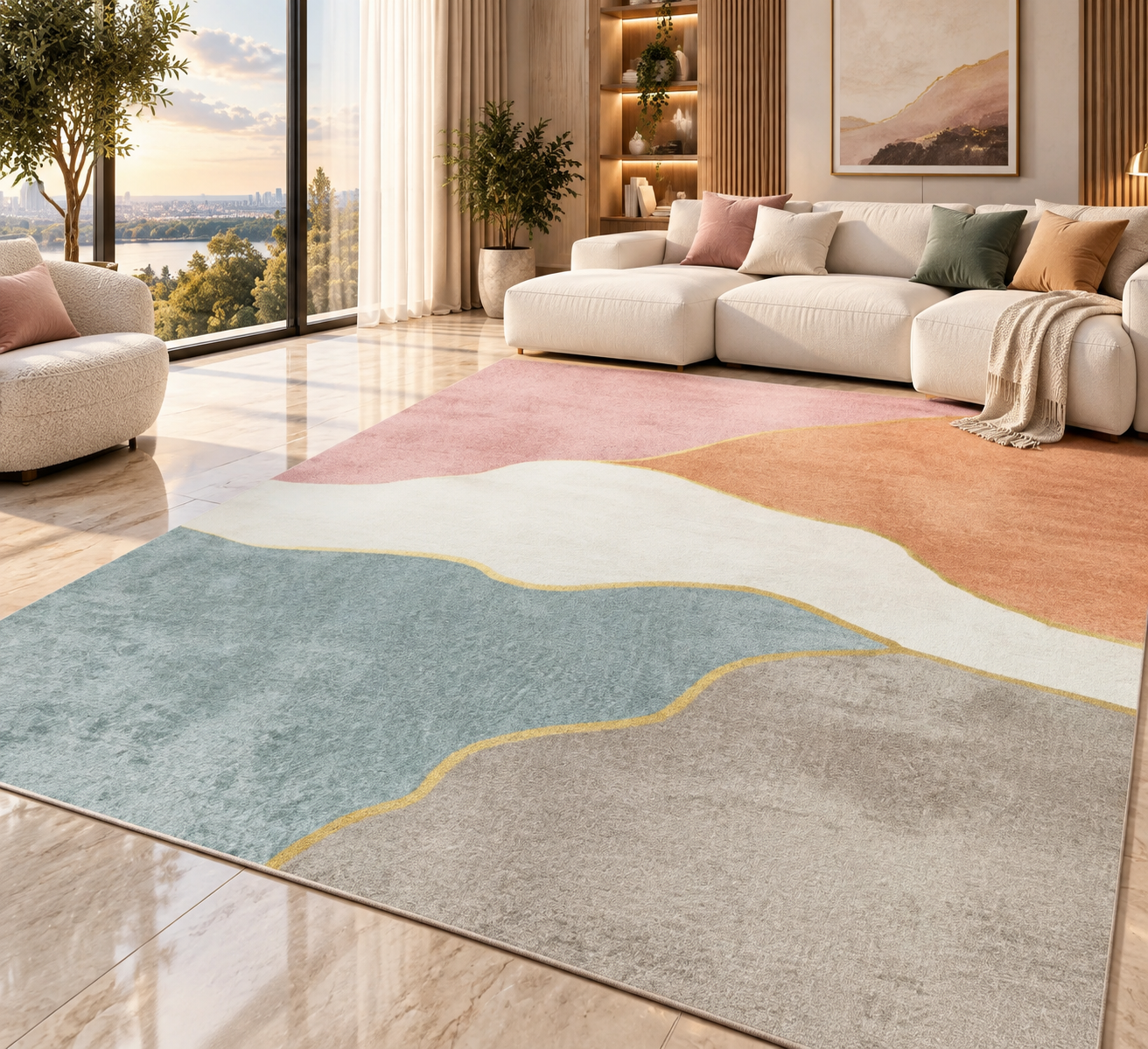 Soft Flannel Area Rug | Non-Slip Printed Floor Mat for Living Room, Bedroom & More