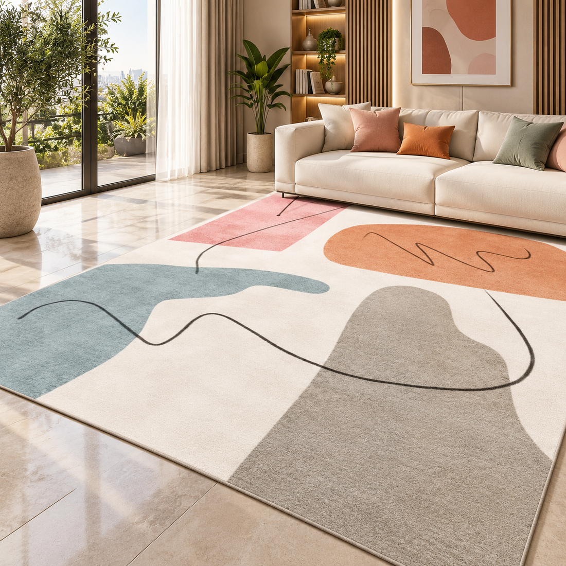 Soft Flannel Area Rug | Non-Slip Printed Floor Mat for Living Room, Bedroom & More