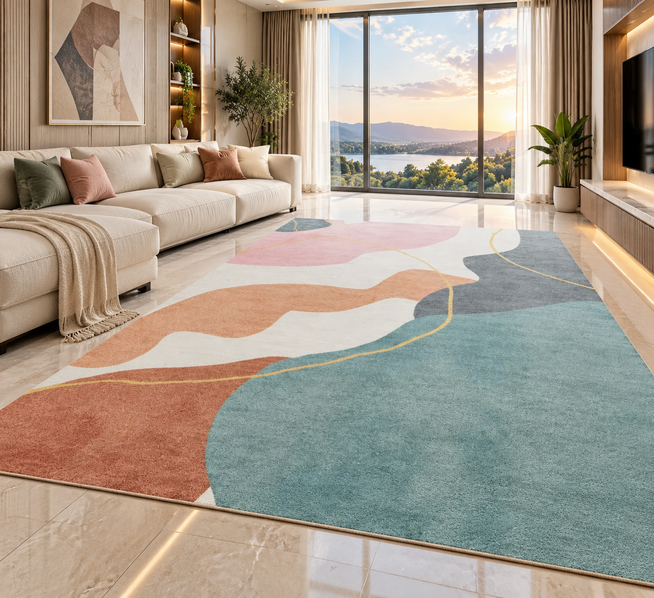 Soft Flannel Area Rug | Non-Slip Printed Floor Mat for Living Room, Bedroom & More