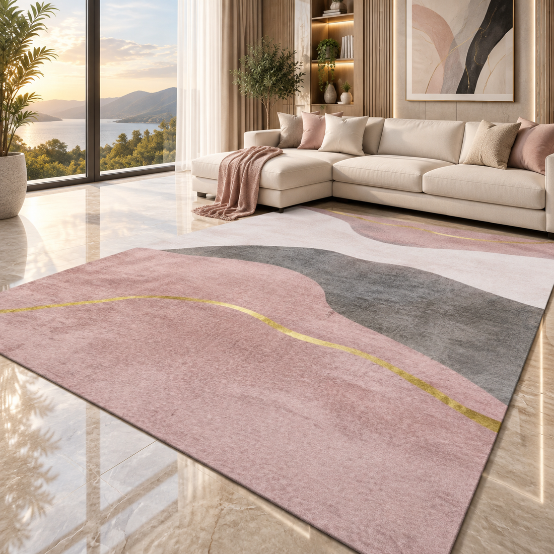 Soft Flannel Area Rug | Non-Slip Printed Floor Mat for Living Room, Bedroom & More