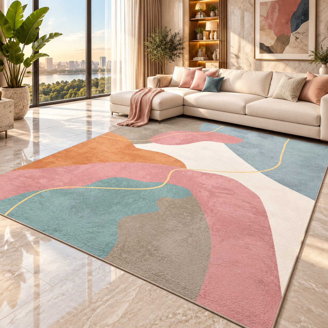 Soft Flannel Area Rug | Non-Slip Printed Floor Mat for Living Room, Bedroom & More