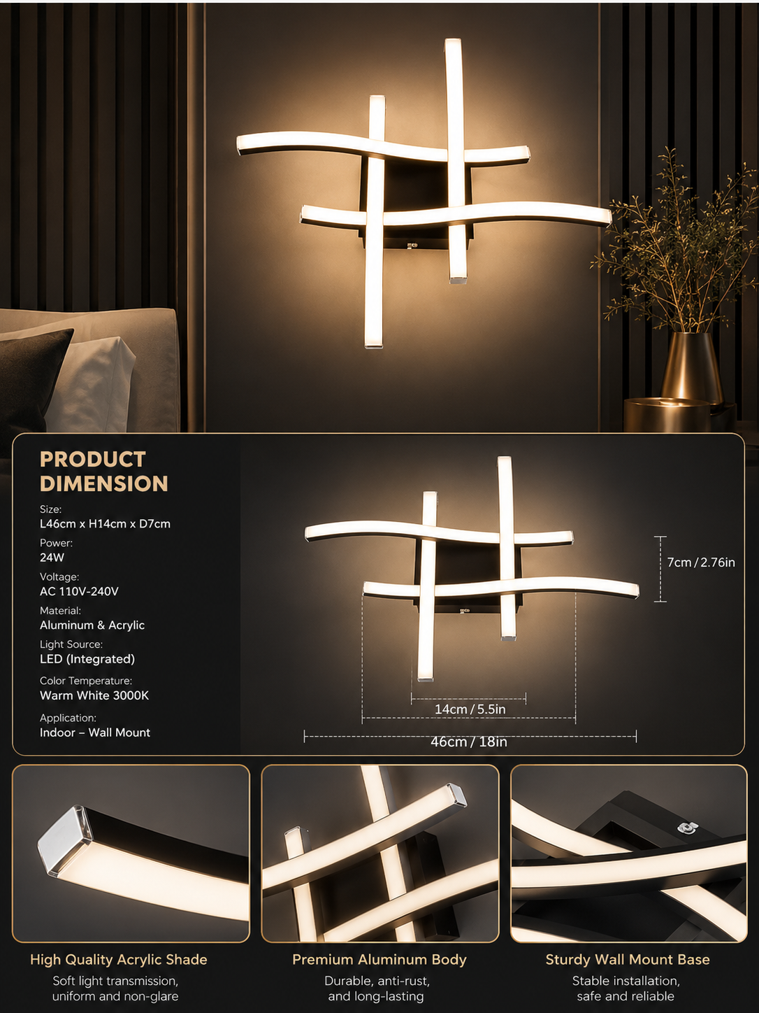 Modern Curved LED Surface Mount Ceiling Light