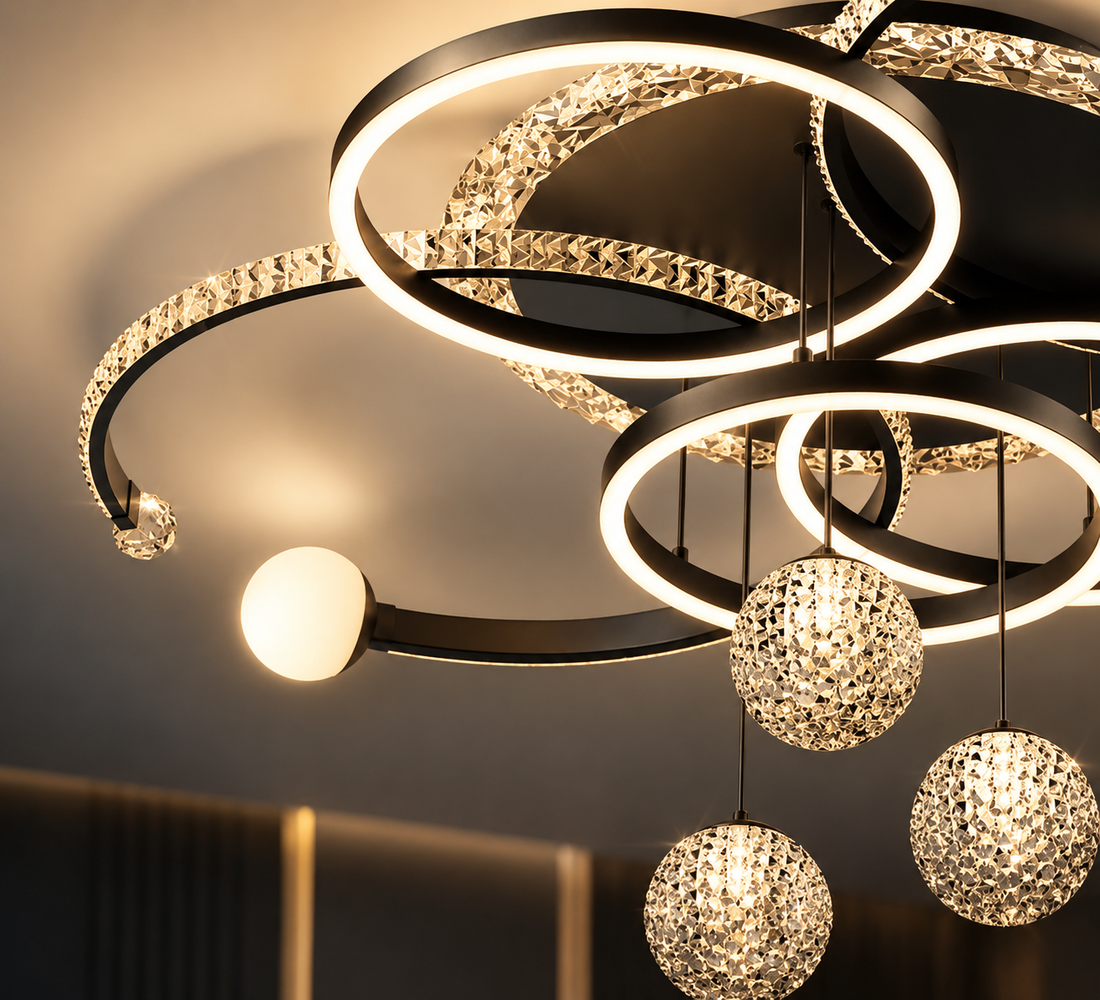 Matte Black Glossy LED Pendant Light for Kitchen & Dining