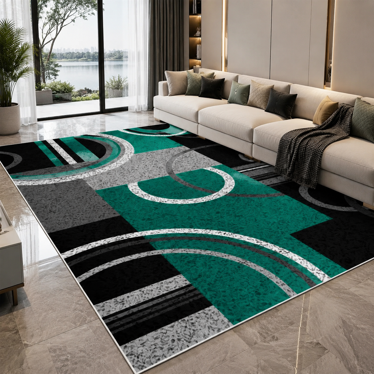 Nordic Abstract Geometric Felt Rug